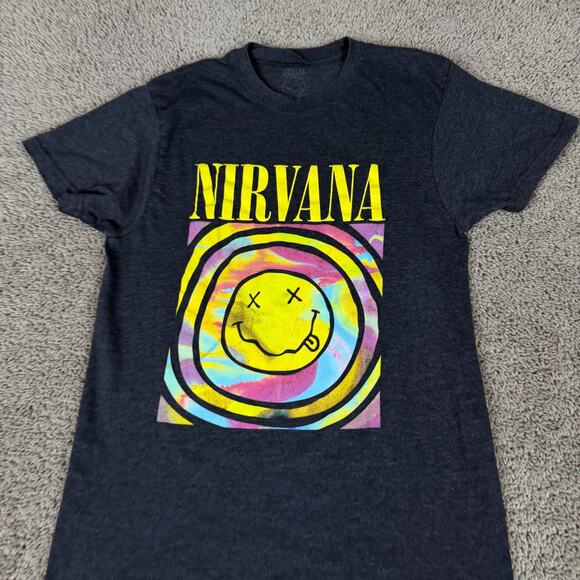 Nirvana Shirt Womens Large Tie Dye Smiley Print Grunge Kurt Cobain Ladies - Picture 3 of 8